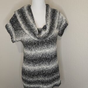 Maurices Black, White, & Gray Striped Cowl Neck Sweater Size Large